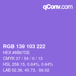 Color code: RGB 139 103 222 | qconv.com