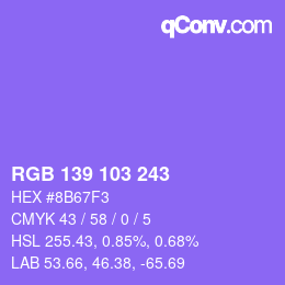 Color code: RGB 139 103 243 | qconv.com