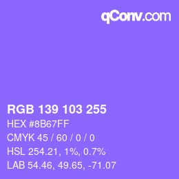 Color code: RGB 139 103 255 | qconv.com