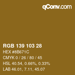 Código de color: RGB 139 103 28 | qconv.com