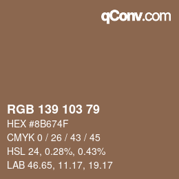 カラーコード: RGB 139 103 79 | qconv.com