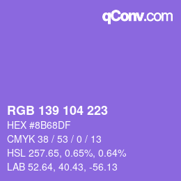 Color code: RGB 139 104 223 | qconv.com