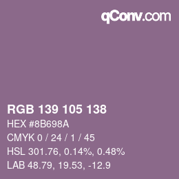 颜色代码: RGB 139 105 138 | qconv.com