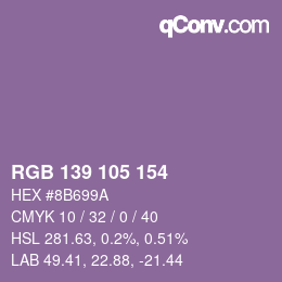 Color code: RGB 139 105 154 | qconv.com