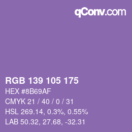 颜色代码: RGB 139 105 175 | qconv.com