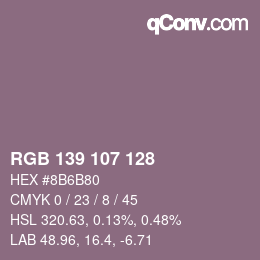 颜色代码: RGB 139 107 128 | qconv.com