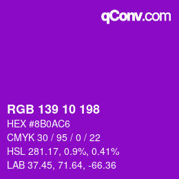 Color code: RGB 139 10 198 | qconv.com