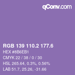 カラーコード: RGB 139 110.2 177.6 | qconv.com