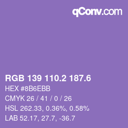 カラーコード: RGB 139 110.2 187.6 | qconv.com