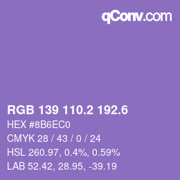 カラーコード: RGB 139 110.2 192.6 | qconv.com