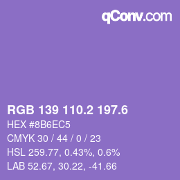 カラーコード: RGB 139 110.2 197.6 | qconv.com