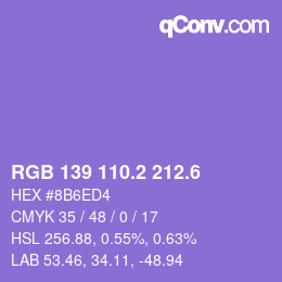 カラーコード: RGB 139 110.2 212.6 | qconv.com