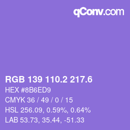 カラーコード: RGB 139 110.2 217.6 | qconv.com