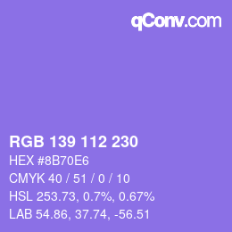 颜色代码: RGB 139 112 230 | qconv.com