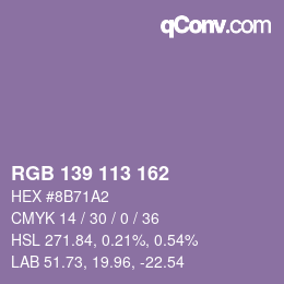 Color code: RGB 139 113 162 | qconv.com