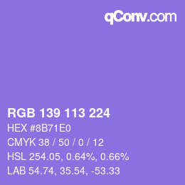 颜色代码: RGB 139 113 224 | qconv.com