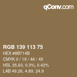 Color code: RGB 139 113 75 | qconv.com