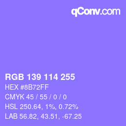 Color code: RGB 139 114 255 | qconv.com