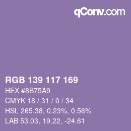 Código de color: RGB 139 117 169 | qconv.com
