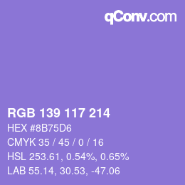 Color code: RGB 139 117 214 | qconv.com