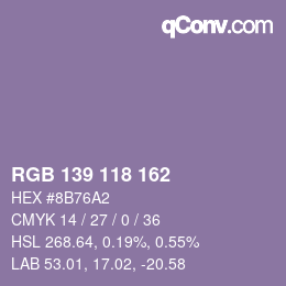 Color code: RGB 139 118 162 | qconv.com