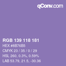 Código de color: RGB 139 118 181 | qconv.com