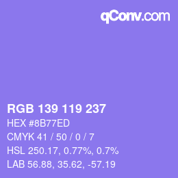 Color code: RGB 139 119 237 | qconv.com