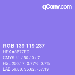 カラーコード: RGB 139 119 237 | qconv.com