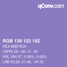 カラーコード: RGB 139 122 192 | qconv.com