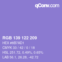 Color code: RGB 139 122 209 | qconv.com