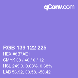 Color code: RGB 139 122 225 | qconv.com