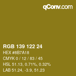 カラーコード: RGB 139 122 24 | qconv.com