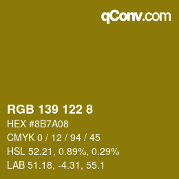 Color code: RGB 139 122 8 | qconv.com