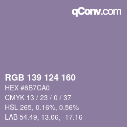 Color code: RGB 139 124 160 | qconv.com