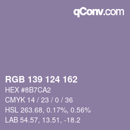 Código de color: RGB 139 124 162 | qconv.com