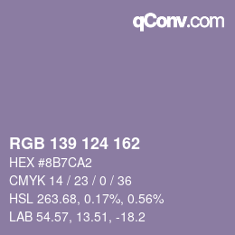 颜色代码: RGB 139 124 162 | qconv.com