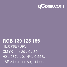 Código de color: RGB 139 125 156 | qconv.com