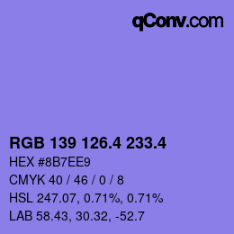 カラーコード: RGB 139 126.4 233.4 | qconv.com