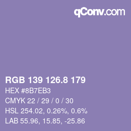 Color code: RGB 139 126.8 179 | qconv.com