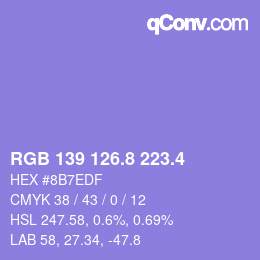 カラーコード: RGB 139 126.8 223.4 | qconv.com