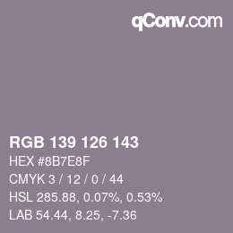 Código de color: RGB 139 126 143 | qconv.com