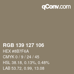 Código de color: RGB 139 127 106 | qconv.com