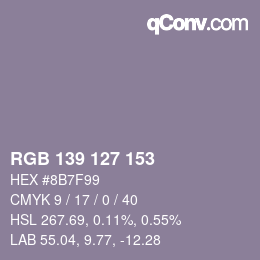 颜色代码: RGB 139 127 153 | qconv.com