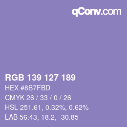 Farbcode: RGB 139 127 189 | qconv.com