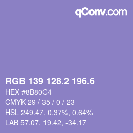 カラーコード: RGB 139 128.2 196.6 | qconv.com