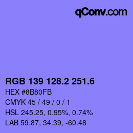カラーコード: RGB 139 128.2 251.6 | qconv.com