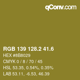 カラーコード: RGB 139 128.2 41.6 | qconv.com
