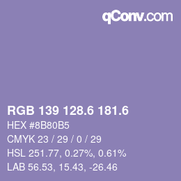 カラーコード: RGB 139 128.6 181.6 | qconv.com