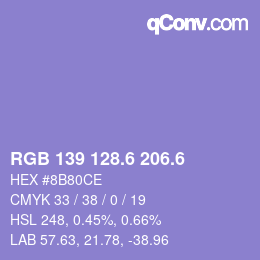 カラーコード: RGB 139 128.6 206.6 | qconv.com
