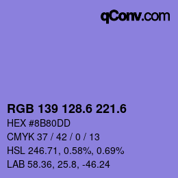 カラーコード: RGB 139 128.6 221.6 | qconv.com